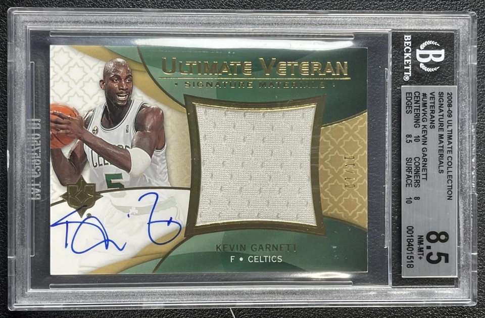 KEVIN GARNETT BGS 8.5 2008-09 UD ULTIMATE SIGNATURE MATERIALS GU JERSEY AUTO /10 - Image 1 of 2