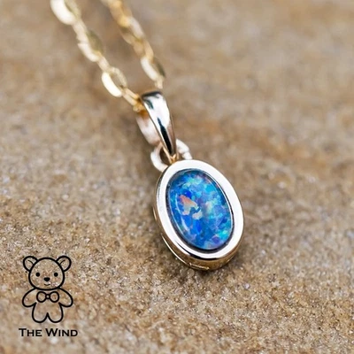 Oval Australian Triplet Opal Pendant ONLY 14k Yellow Gold - Image 1 of 4