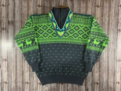 Suéter de esquí Obermeyer mezcla de lana 1/4 cremallera talla S color verde gris vintage Foto 1 de 4