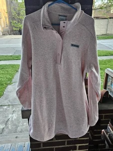 Columbia Quarter Button Up Sweater Pullover Size XXL Plus Pink/Coral - Picture 1 of 6