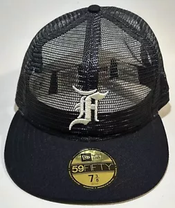 Fear Of God Essentials x New Era 59Fifty Black Trucker Hat Fitted Size 7 3/8 NWT - Picture 1 of 16