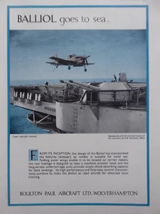 9/1951 PUB BOULTON PAUL AIRCRAFT BALLIOL HMS ILLUSTRIOUS ROYAL NAVY ORIGINAL AD - Bild 1 von 2