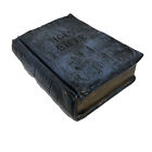 Vintage Ceramic Holy Bible Stash Trinket Box Blue W Lid 6X45x2