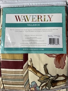 Waverly Charleston Chirp Papaya Kristy Window Valance 50'' x 16'' Flowers Birds - Picture 1 of 5