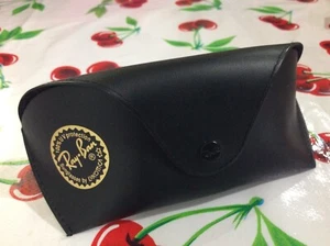 Ray Ban Brille Sonnenbrille Druckknopf Etui SCHWARZ GLATTLEDER Antik Aviator - Bild 1 von 4