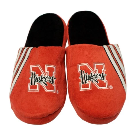 Nebraska Cornhuskers Size X-Large Men's Stripe Big Logo Slippers [NEW] Slide Cover