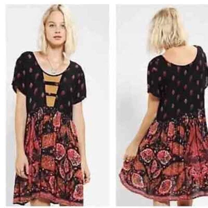 Urban outfitters X Mink Pink Dress Womens Size XS Paisley Embroidered Boho mini - Picture 1 of 5