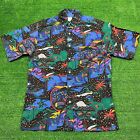 Vintage 80s 90s Angelica Hawaiian Style Short Sleeve Flannel Sz S All Over Print