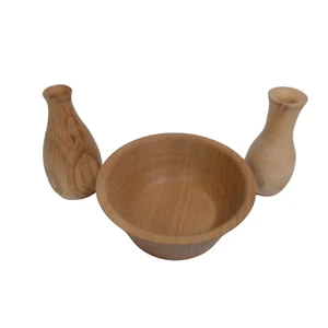 Holz gedrechselt Kirsche Schale 2 Zweig Vasen Schale Eiche signiert Handarbeit - Bild 1 von 6