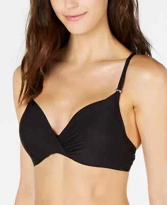 Top de bikini con aros Calvin Klein plisado tacto líquido - negro - pequeño Foto 1 de 4