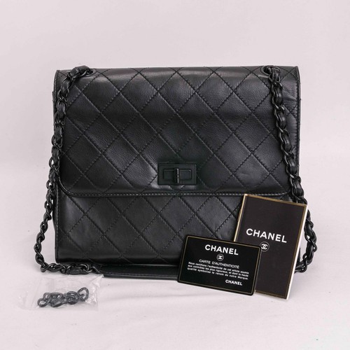 Autentica borsa CHANEL 2.55 vintage in pelle trapuntata nera 2.55