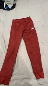 Jordan Dri Fit Red Jumpman Logo Boys Joggers Size Large 12-13 Sweatpants Pockets - Picture 1 of 3