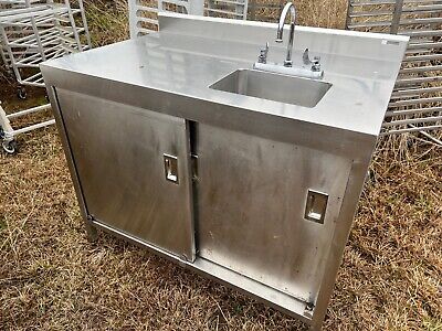 Boston Metal 48.5  X 30  Stainless Steel 2 Door Cabinet Sink Combo Table Faucet • 450$