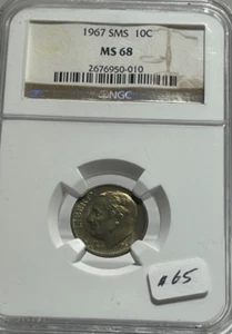 1967 SMS ROOSEVELT SILVER DIME NGC MS 68 - Picture 1 of 4