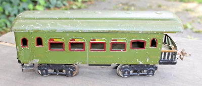 Ives Prewar Standard Gauge #173 Green Obersvation Passenger Car - Image 1 of 4