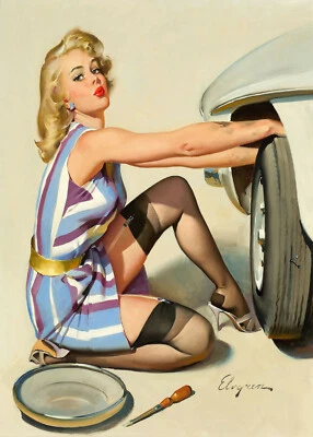 Cartel de arte vintage pin up modelo impresión Gil Elvgren lienzo pintura cambio rápido Foto 1 de 4