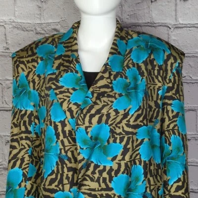Diane Gilman Silk Animal Print Floral Jacket, Women's Medium - Image 1 of 4