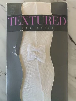 Merry s Textured Pantyhose Two Bow Back seam White Medium  - Image 1 of 4