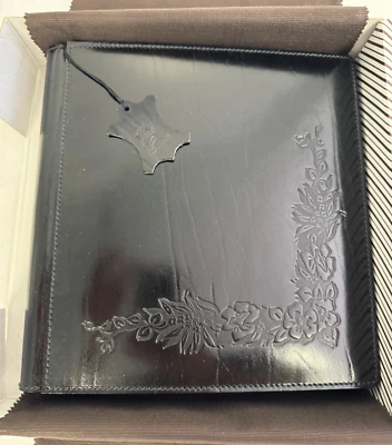 Vero Cuoio Hand Crafted Leather Photo Album Italian 9.5x9" Tooled Black Floral - Image 1 of 4