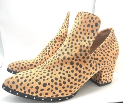 Botines con estampado de guepardo talla 7 marrón negro punta puntiaguda sin cordones Foto 1 de 4