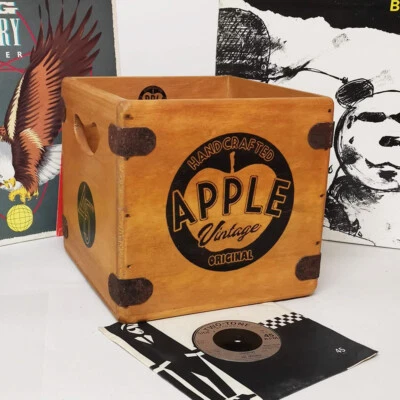 Apple Vintage Record Box 7" Singles Wooden Vinyl Crate - Image 1 of 4