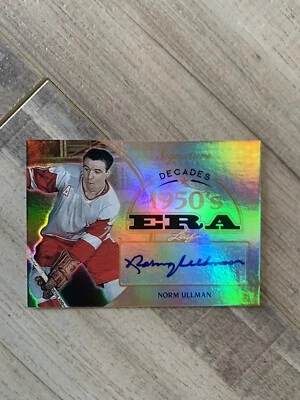 2015-16 Norm Ullman 16/50 Leaf Signature Series Decades Autographs Gray #SDNU1  - Image 1 of 3