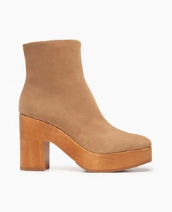 Coclico NEW Varuna Clog Boots Tobacco Suede Platform Heels Size 40 - Picture 1 of 8