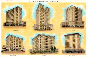 Hilton Hotels TX Waco Dallas Lubbock Plainview Abilne San Angelo Postcard 1920s - Picture 1 of 3