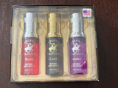 Beverly Hills Polo Club 3 piezas spray corporal natural conjunto de regalo para hombres (3 oz cada uno) Foto 1 de 2