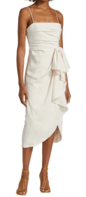 ML MONIQUE LHUILLIER бант драпировки надежном платье миди в оболочке новый без ЯРЛЫКОВ размер 10 - Изображение 1 из 4