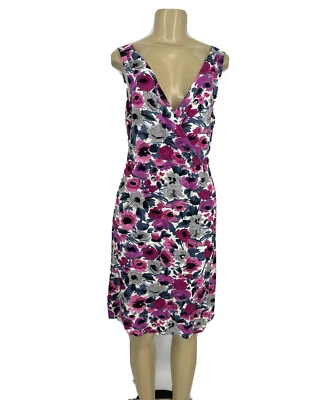 Garner Hill 中号女式套衫紧身连衣裙花卉 V 领无袖 B20 — 第 1/4 张图片