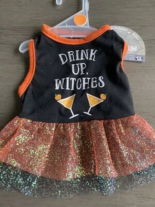 PETRAGEOUS Black/Orange "DRINK UP WITCHES" HALLOWEEN Dress Puppy/Dog XS - Picture 1 of 3