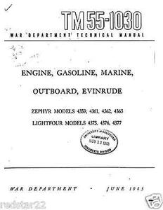 Outboard, Evinrude, Zephyr Models 4359, 4361, 4362, 4363, Lightfour Models 4375 - Picture 1 of 6