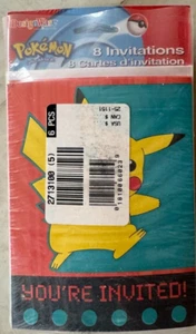 Vintage Pokemon Invitations 8 pk Pikachu Birthday Party Nintendo 2000 Lot of 2 - Picture 1 of 1
