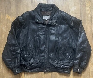 Vintage Pelle Studio Black Leather Biker Bomber Jacket Size Large - Picture 1 of 8