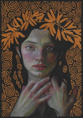 dibujo original A4 138GK ilustraciones medios mixtos retrato femenino moderno Foto 1 de 4