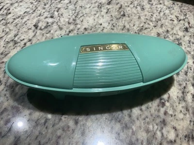 Vintage 1960s Singer Buttonholer Sewing Machine w/ Green Clamshell Case & manual - Image 1 of 4