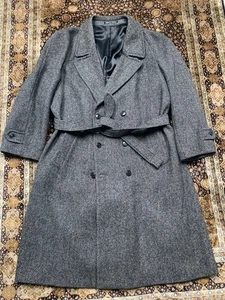 Abrigo de lana espiga tweed con cinturón doble pecho de colección gris Donegal para hombre 48L - Imagen 1 de 23