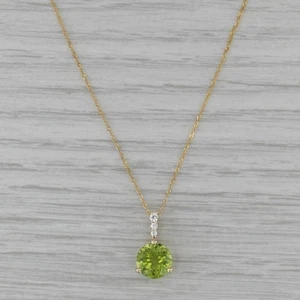 2.15ctw Peridot White Sapphire Pendant Necklace 10k Yellow Gold 18.25" - Picture 1 of 7