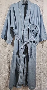 Vintage Christian Dior Monsieur One Size Blue Robe Bathrobe Cotton House Coat - Picture 1 of 24
