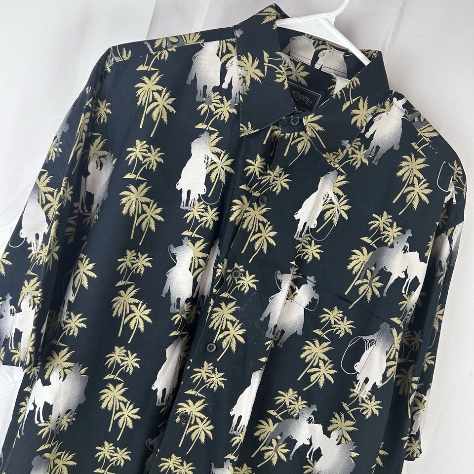 Camisa de Colección Roper Para Hombre Grande Vaquero Palmeras Cuerda Occidental Estampado AOP Foto 1 de 4
