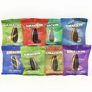 Smackin’ Sunflower Seeds 4 oz Lot Of 8 Low Sodium Keto Diet Stocking - Picture 1 of 11