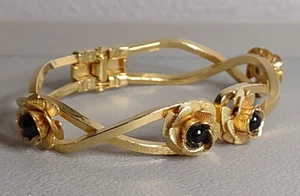 Armband 6,5 Zoll goldfarben und schwarz mit Scharnier Blume - Bild 1 von 8
