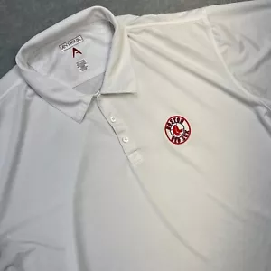 Boston Red Sox Polo Shirt Mens 2XL White Performance Stretch Golf Travel Antigua - Picture 1 of 12