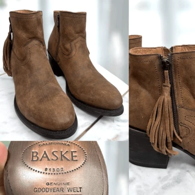 Anthropologie BASKE FLECOS WESTERN Hecho a Mano Cuero Goodyear Welt Bota Talla 8 Foto 1 de 4