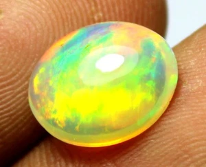 11.4x9.7 mm. Natural Ethiopian Opal Beautiful Welo Fire Cabochon Loose Gemstone - Picture 1 of 12