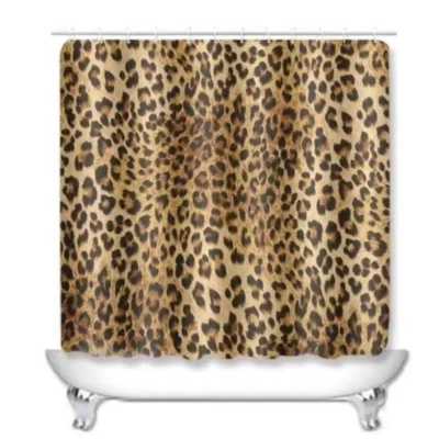 Alfombra de baño cortina de ducha con estampado de leopardo alfombra de baño cubierta de asiento de inodoro Foto 1 de 4