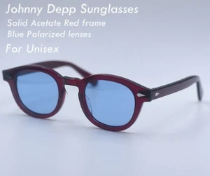 Classic women red glasses  men blue polarized sunglasses Johnny Depp glasses - Picture 1 of 8