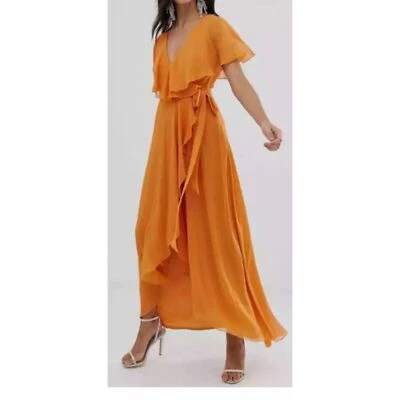 VESTIDO MIDI SOBREPELLIZ CON DOBLADILLO SUMERGIDO ESPALDA CAPA DISEÑO ASOS Foto 1 de 4