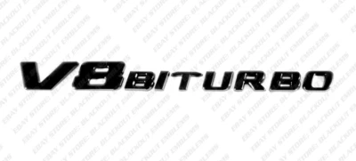 Logotipo insignia emblema negro brillante letras para Mercedes-Benz V8 biturbo CLS63 E63 AMG Foto 1 de 4